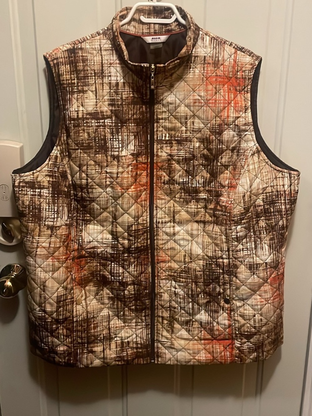 Alia Women's Vest in Brown, Cream & Orange Trim